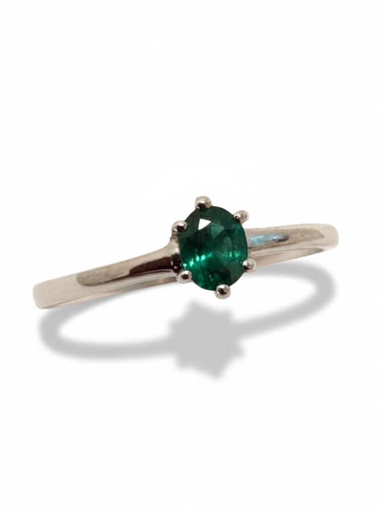 Gemporia Zambian Natural Emerald 925 Sterling Silver Ring Size 6